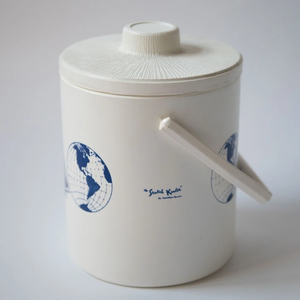 Vintage Skotch Kooler Ice Bucket Cooler & Lid | Nautical Ship Globe Helm Sailing